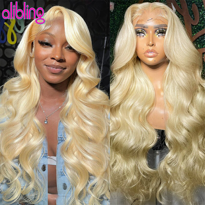 Perruque Lace Front Wig sans colle brésilienne Remy, cheveux naturels, Body Wave, HD, 13x6, 13 tage, blond miel 613