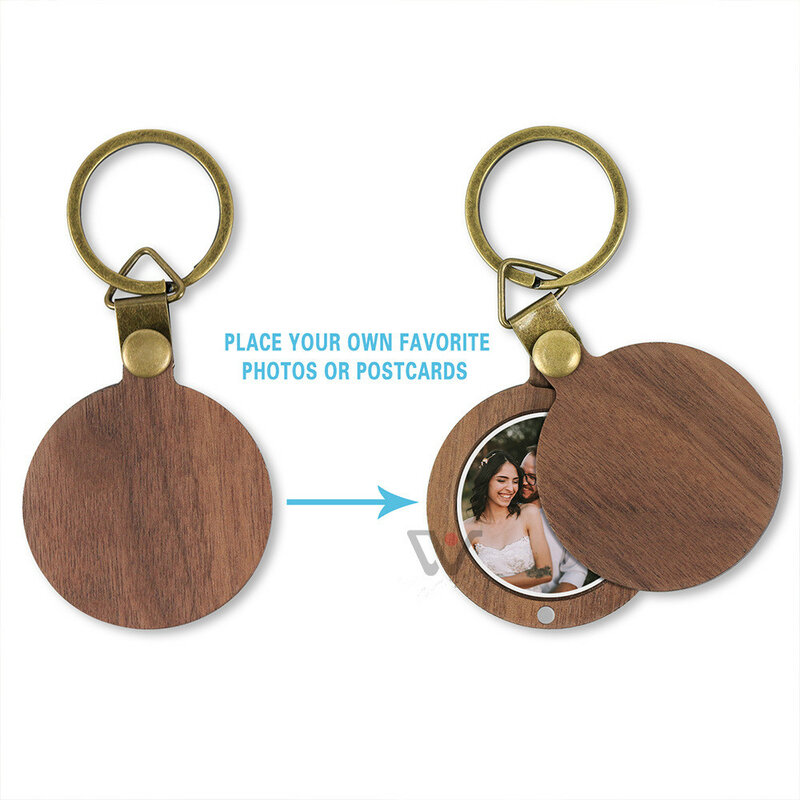 Porte-clé avec cadre Photo en bois, personnalisé, commémoratif, créatif