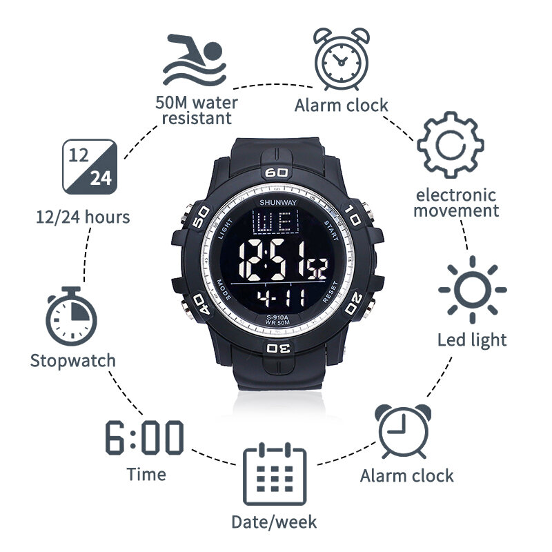 Reloj Digital militar multifunción para hombre, pulsera resistente al agua de 50m, LED, deportivo, grande, 2022
