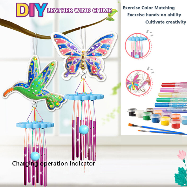 ผีเสื้อ Diy Wind Chime ชุดจิตรกรรมสำหรับเด็ก Creative Bird Crafting วัสดุเด็กสี Supply Early การศึกษาของขวัญ