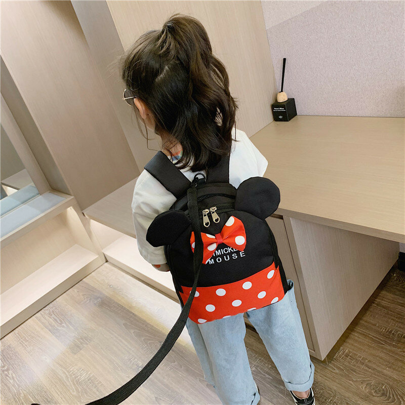 Disney 2022ใหม่การ์ตูน Mickey และ Minnie เด็กชายและเด็กหญิงกระเป๋านักเรียนน่ารักกระเป๋าเป้สะพายหลังแฟชั...