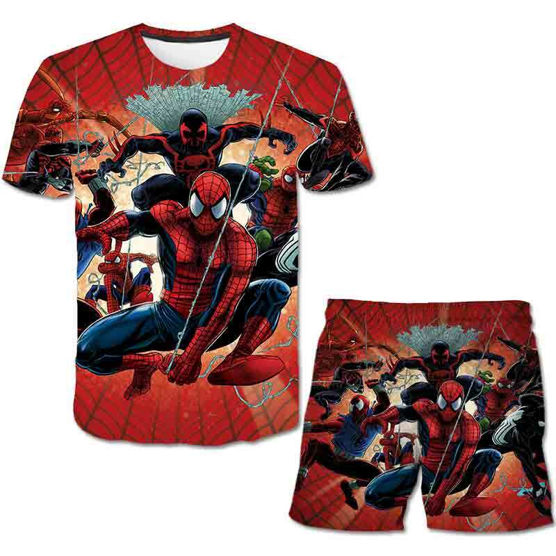 Camisetas deportivas de Marvel para niños y niñas, pantalones cortos de 2 unids/set, informales, encantadores, 2022