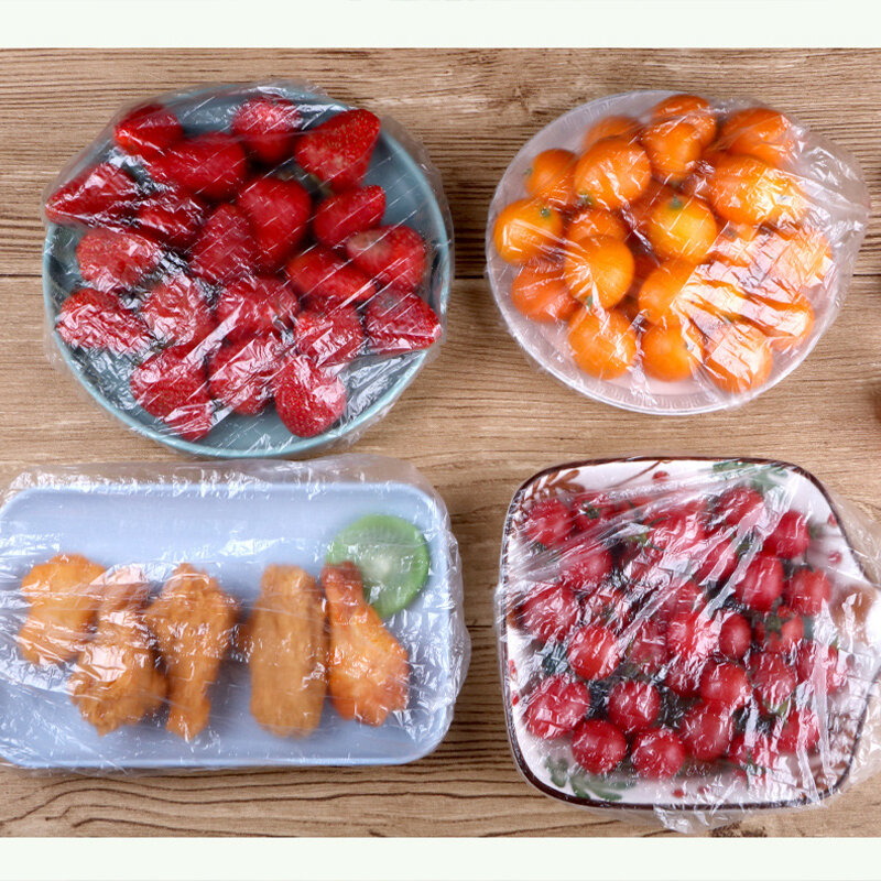 Nieuwe 100/200 Stuks Herbruikbare Verse Voedsel Bag Storage Cover Keuken Elastische Verstelbare Universele Voedsel Verse Afdichting Caps Voor kommen Plaat