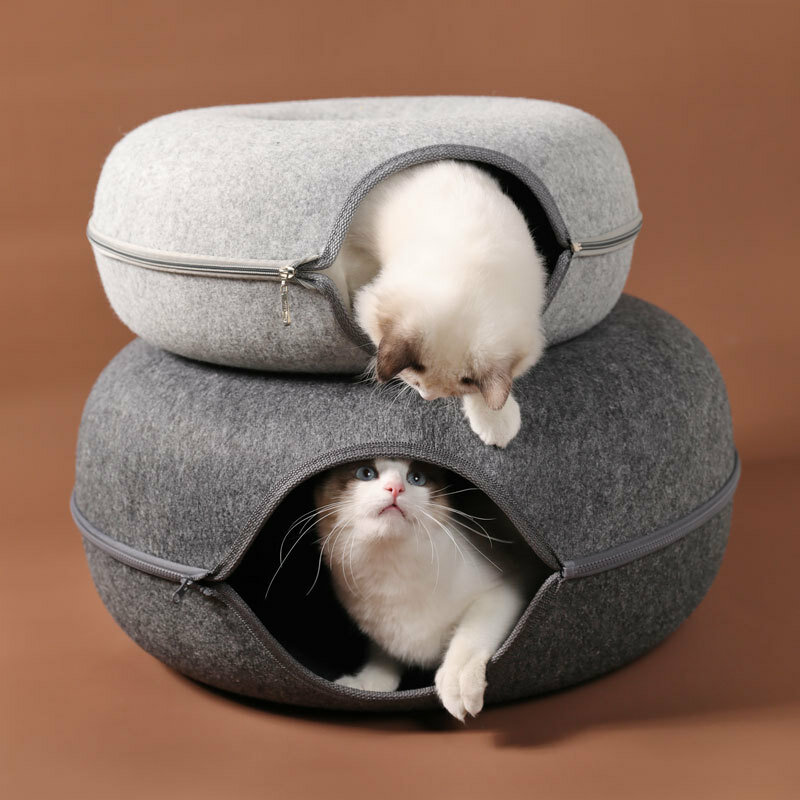 สัตว์เลี้ยงแมวอุโมงค์ Interactive เล่นของเล่นแมวเตียงคู่ใช้ในร่มของเล่นลูกแมวการออกกำลังกายผลิ...