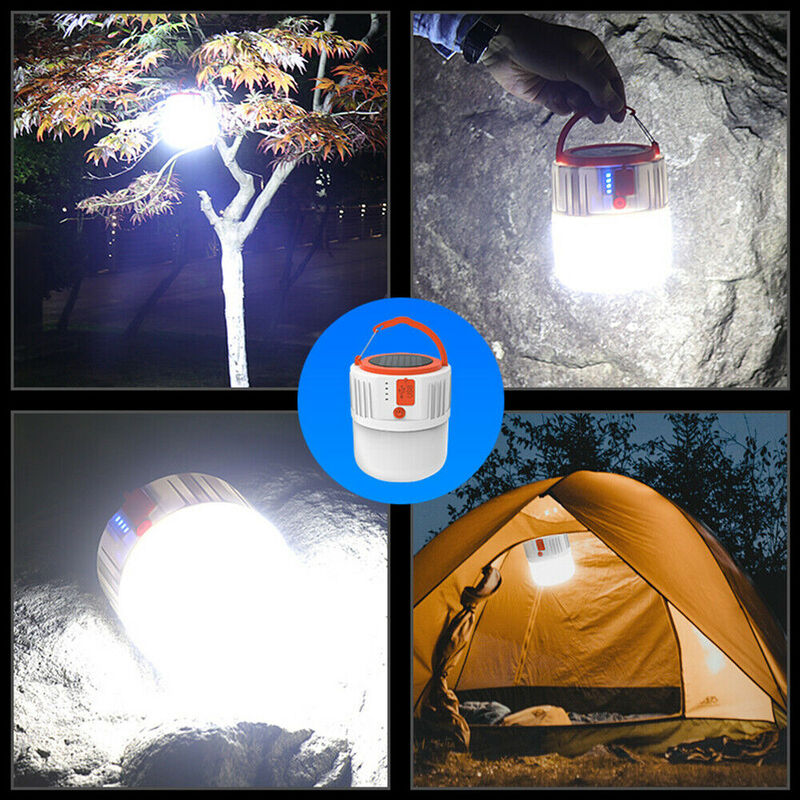 Bombillas LED solares súper brillantes de alto Lumen, luz nocturna portátil recargable, 5 modos, linterna de carga Solar, 1 pieza