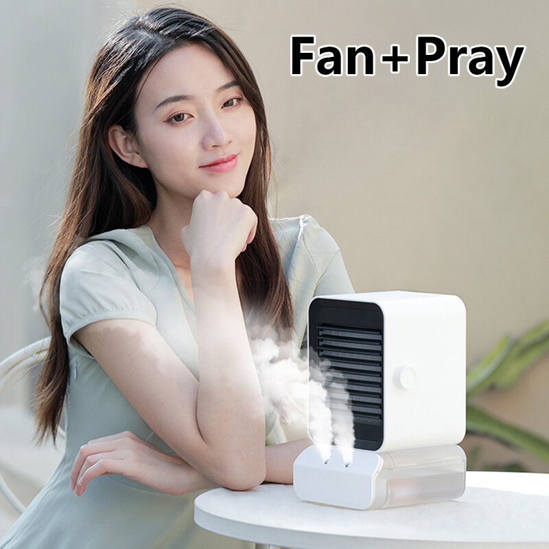 Mini Air Cooler Portable Small Air-Conditioning Fan Home Dormitory Office Desk Mobile Multi-Functional Cooling Fan Humidifier
