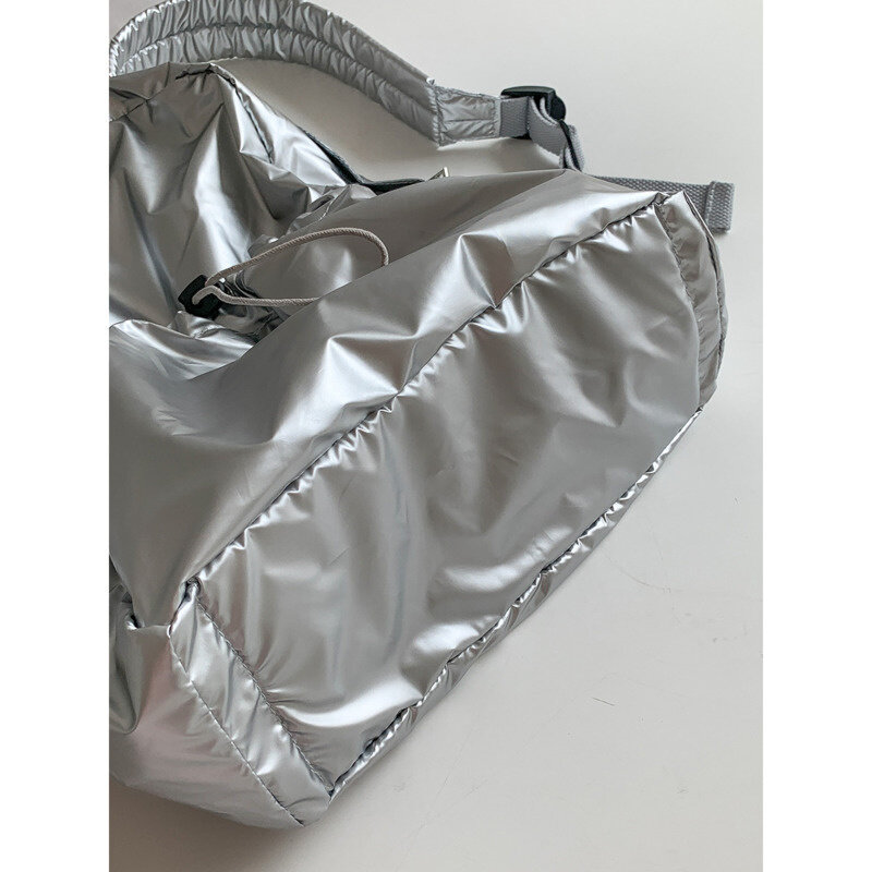 Korean Casual Backpacks Silver Backpacks For Women High Capacity Tote Bags Preppy Style Chic School Bags Versatile Backpacks
