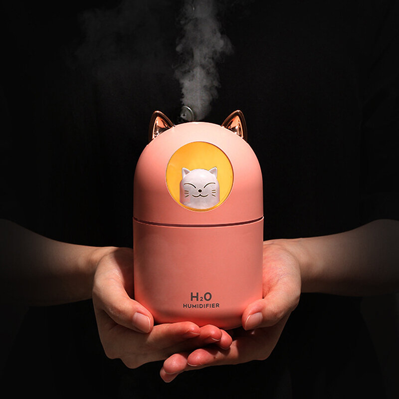 2022 LED Light น้ำหอม Cat ออกแบบ Cool Mist USB Humidifier อัลตราโซนิค Ultra-Quiet Humidifier สำหรับห้องนอนเด็ก