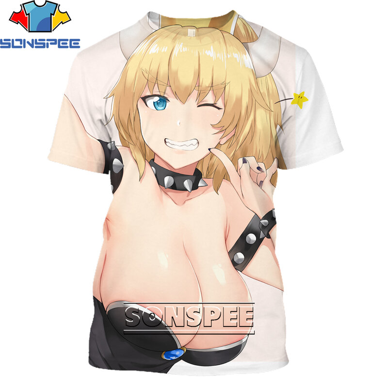 2022   Anime Sexy Bowsette T Shirt 3D Print Summer Fashion Harajuku Style Men Women Short Sleeve Streetwear T-Shirts Homme Gym