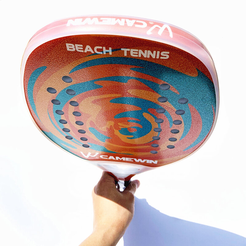Em estoque/3 cores o mais baixo preço profissional raquete de tênis de praia em toda a rede. Raquete de fibra de carbono eva material elástico