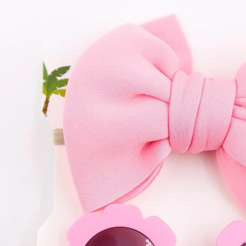 Children Sunglasses Headband Combination Set Baby Flower Sunglasses Spring Summer Solid Bow Hair Band Two-piece Set Kids Gifts
