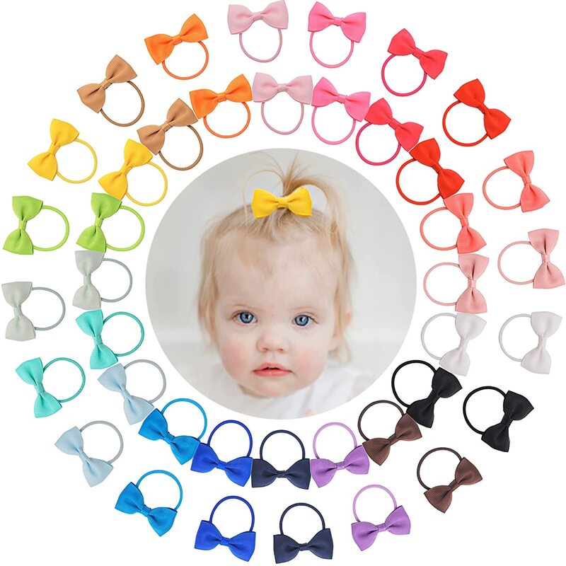 Baby Haar Banden, 40Pcs Boutique Haarelastiekjes Tie Baby Meisjes Kids Kinderen Rubber Band Lint Haarbanden (2 Inch)