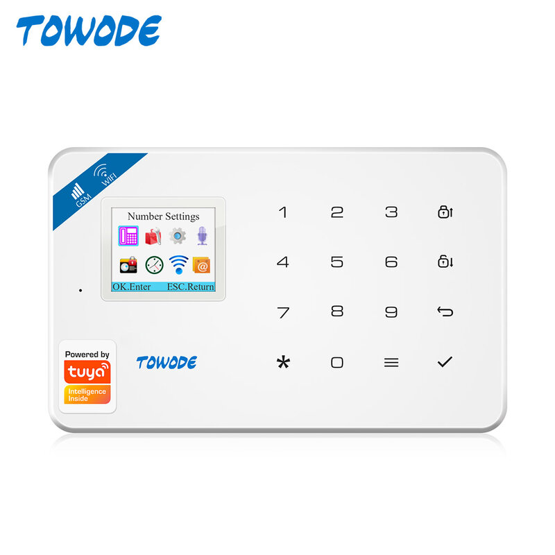 Towode-sistema de alarme residencial sem fio w400, gsm, wi-fi, faça você mesmo, sensor de movimento, opção de inglês e russo, francês