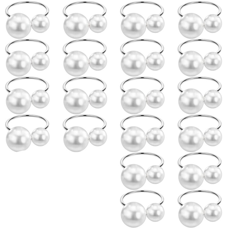 Ensemble de 20 anneaux de Serviette en perles, en métal, pour décoration de Table