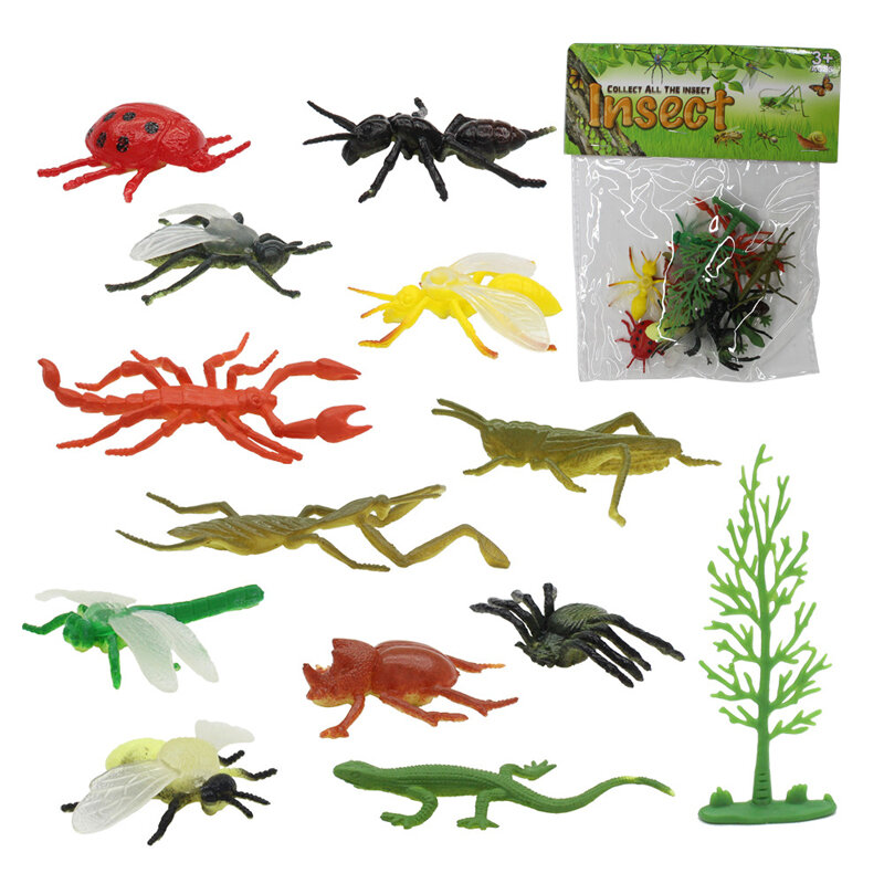 Boneco de animais de desenho zoológico, boneco de animais selvagem, peixe, inseto, borboleta, pvc, figura de ação em miniatura, brinquedos educativos para crianças