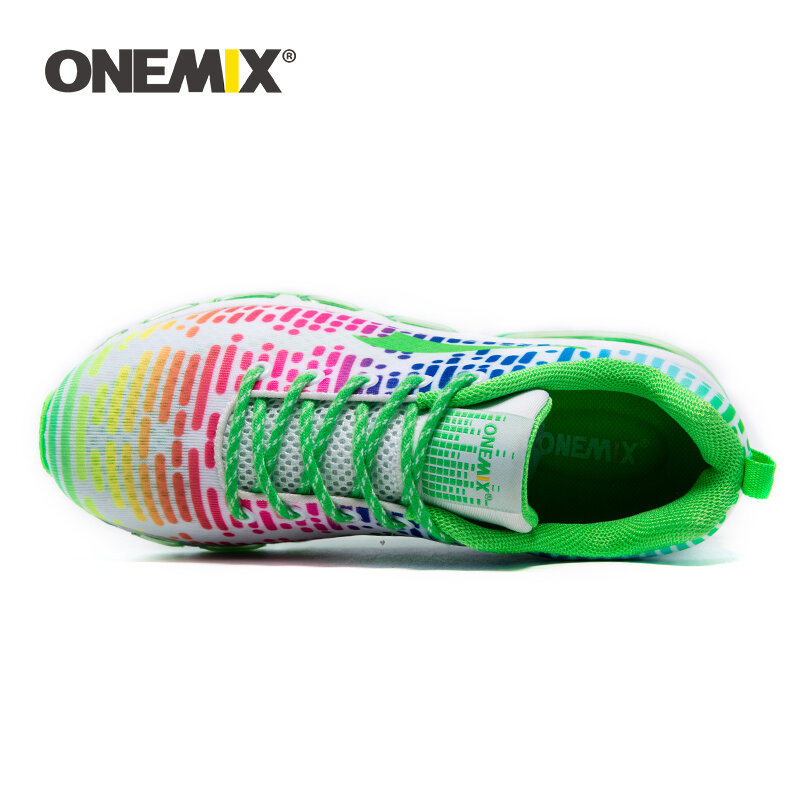 Onemix Sepatu Lari Desain Asli Sneakers Bantalan Wanita Sepatu Jalan Nyaman Antilembap Warna-warni Cerah