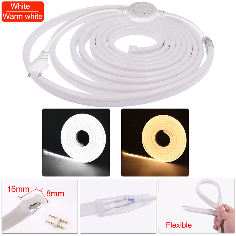 Flex Neon Sign 220V RGB 5050 Neon Light with Remote Control Outdoor Waterproof Led Strip White Warm 2835 LED Tape Neon Tube
