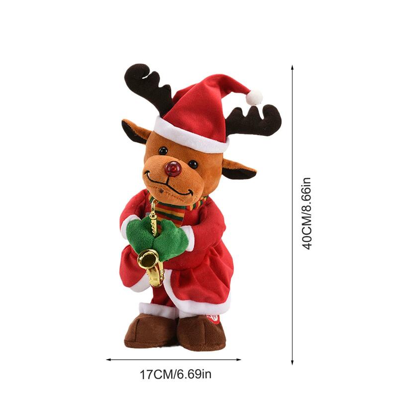 ไฟฟ้าของเล่นคริสต์มาสเต้นรำร้องเพลง Santa Claus ตุ๊กตาหนานุ่มตุ๊กตา Elk Snowman Merry Christmas ของขวัญเด็ก
