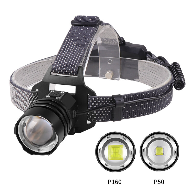 Powerful XHP160 Led Headlamp Zoomable Head Flashlight Lamp Torch 18650 Battery Waterproof Headlight Torch For Camping Fishing