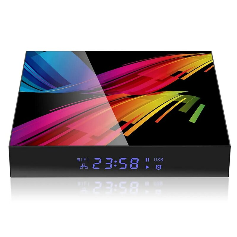 Caixa de tv inteligente st1 android 10 6k 2.4g & 5.8g duplo wifi 3d apoio bt5.0 4g ram 32g 64g rom 100m conjunto inteligente caixa superior