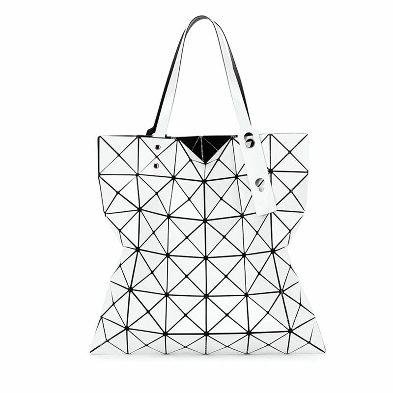 New Luminous Bag Women Geometry Diamond Tote Folding Shoulder  Bags Laser Plain Folding Handbags Hologram Female Purse
