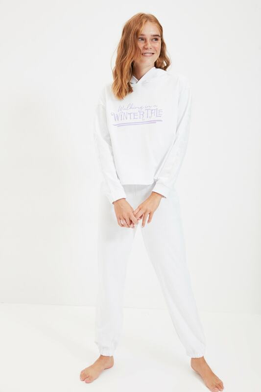 Trendyol – pyjama à manches imprimées, ensemble tricoté avec détail