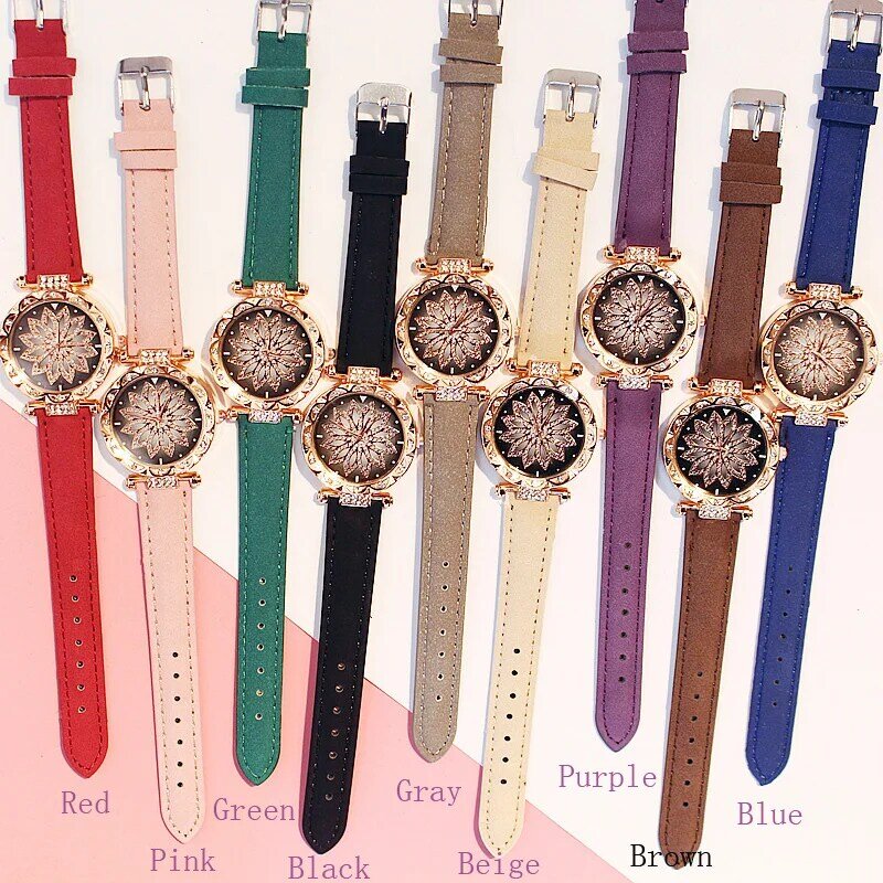 Luxury Women Watches Bracelet Set Starry Sky Ladies Bracelet Watch Casual Leather Quartz Watch Wristwatch Clock Relogio Feminino