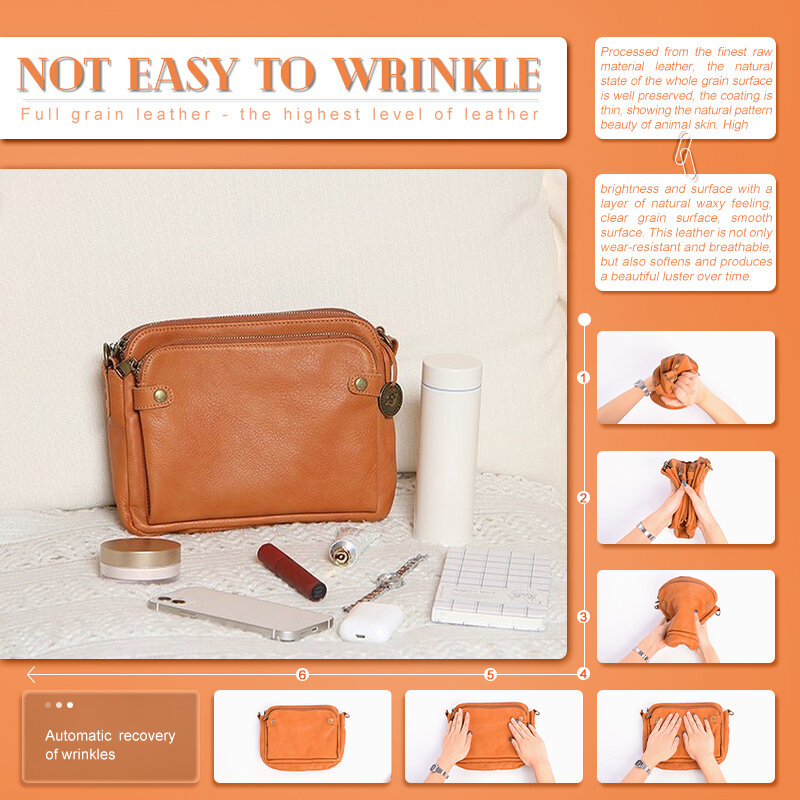 Three-Layer Leather Crossbody Shoulder & Clutch Bag Shoulder Messenger Bag Bali Leather Crossbody Wallet Handbag Purse