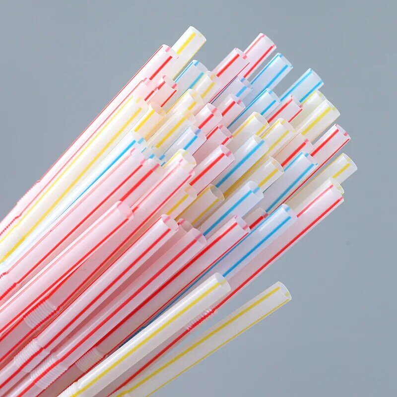 Одноразовые пластиковые соломинки, Длинные многоцветные гибкие одноразовые соломинки, товары для празднования дня рождения