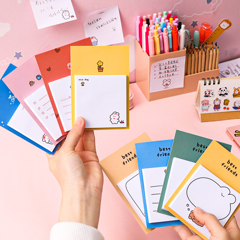30Page Korean Sticky Note Creative Cute Bear Book Office Stationery Paper Cartoon Rabbit Message Memo Pad School Supplies Kawaii