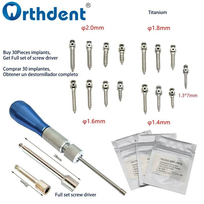 Dental Mini Implants Micro Screw Titanium Alloy Orthodontic Screwdriver Matching Tool 15 Sizes Hexagonal Wrench Dentistry Lab