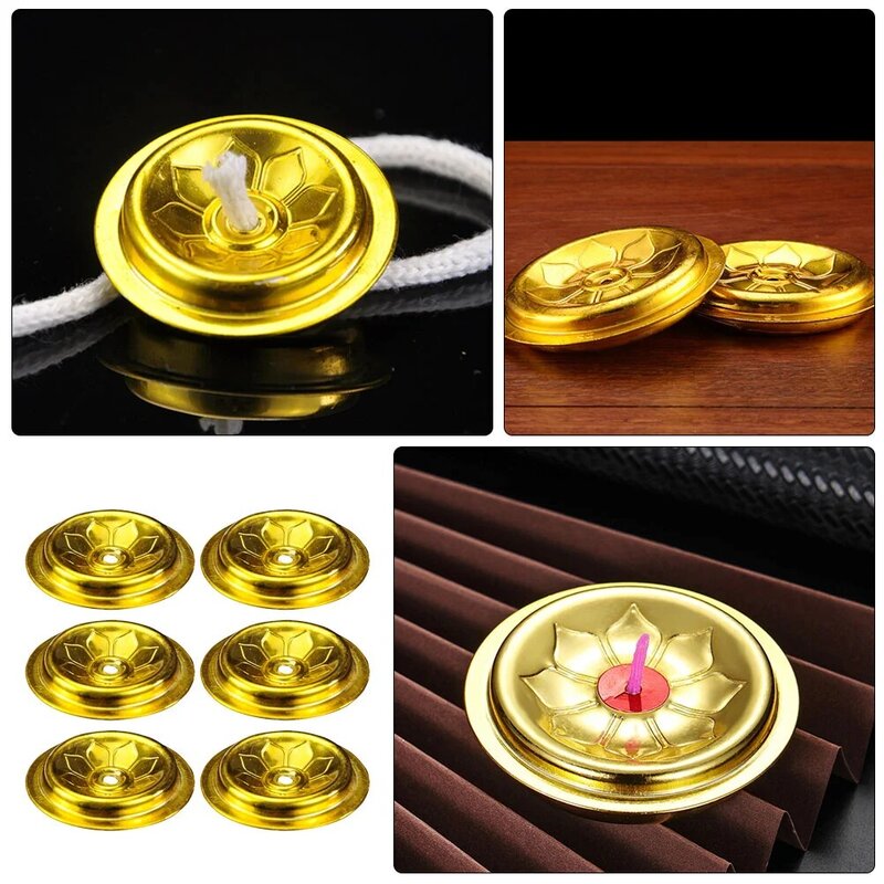 9 Pcs Oil Float Temple Wick Floating Holders Butter Lamp Aluminum Enshrine Supplies Exquisite Accessories Light Stand
