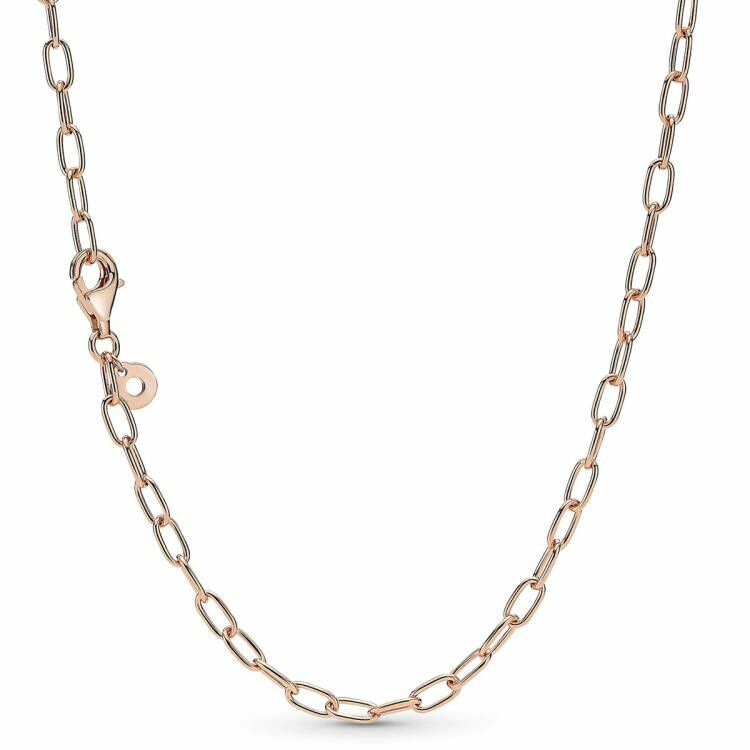 Nowy 925 Sterling srebrna róża złote Logo podpis Link Chain kotwica naszyjnik dla Pandora Bead Charm biżuteria