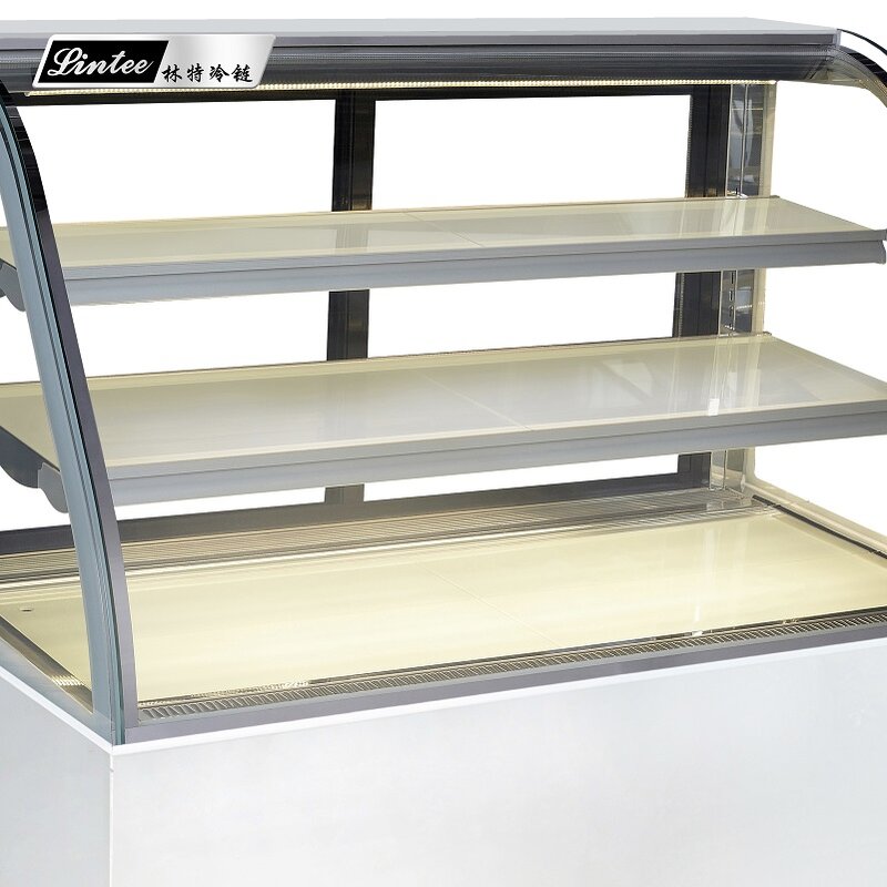 bakery refrigerated cabinet curved glass display stand up refrigerator cake fridge showcase cooler for dessert pastry