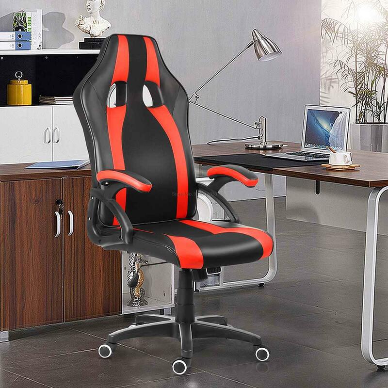 Fotel gamingowy, regulowany fotel wyścigowy, meble biurowe, krzesło biurowe, obrotowe krzesło do pracy na komputerze ze skóry PU