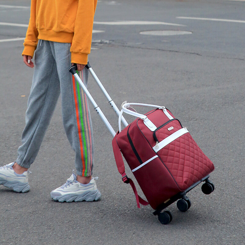 2021 mulheres trole bagagem rolando mala de viagem mão gravata haste mochila casual caso de rolamento saco de viagem rodas mala de bagagem