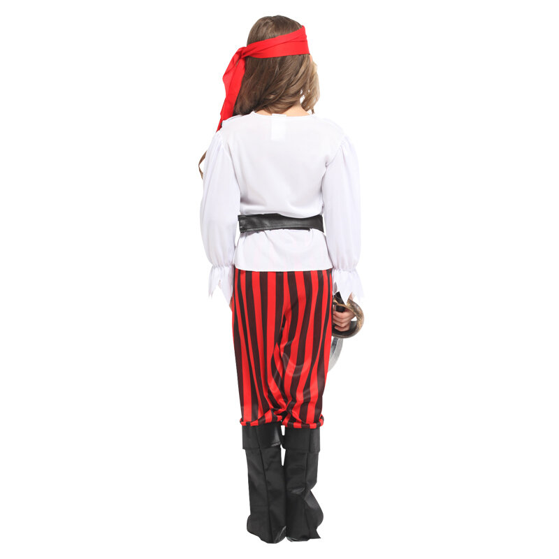 Ensemble de costumes de Pirate Captain des caraïbes pour enfants, chaussures attachées, ceinture de couverture, spectacle de carnaval, robe de fête pour garçons et filles