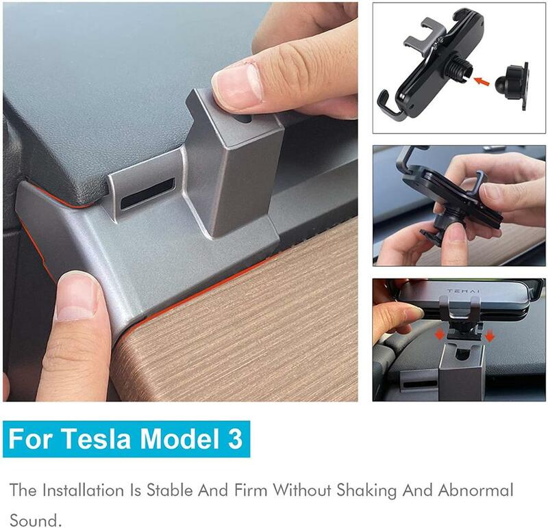 Car Cell Phone Mount for Tesla Model 3 Y Fixed Clip Safety Cell Phone Holder Stand, Tesla Phone Mount  for Screen HUD Phone Hold
