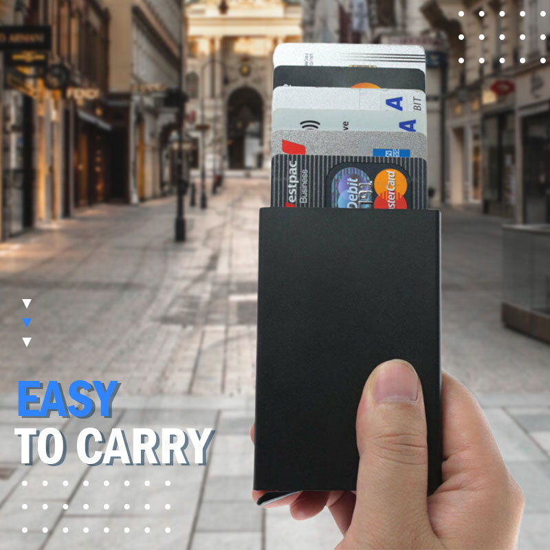 Pop Up Id RFID Karte Männlichen Brieftasche Mini Paket Aluminium Metall Schutz Getriebe Lagerung Tasche Smart Quick Release Frauen Brieftasche