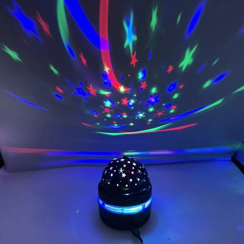 USB ładowanie obrotowa gwiazda LED lampka nocna Disco impreza z dj-em Stage Nightlight Party Ball kolorowe przyjęcie urodzinowe