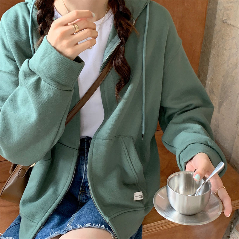 Japanischen zipper Hoodie frauen tragen neue trend im frühjahr und herbst lose mit kapuze strickjacke mantel lange ärmeln top Kawaii hoodie