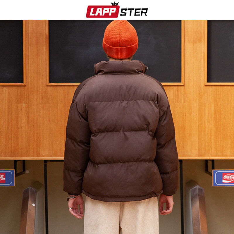 Теплая пузырьковая куртка LAPPSTER для мужчин в стиле Харадзюку, зимняя куртка, уличная одежда 2023, однотонные черные парки, мужские корейские модные пуховики, куртки, пальто