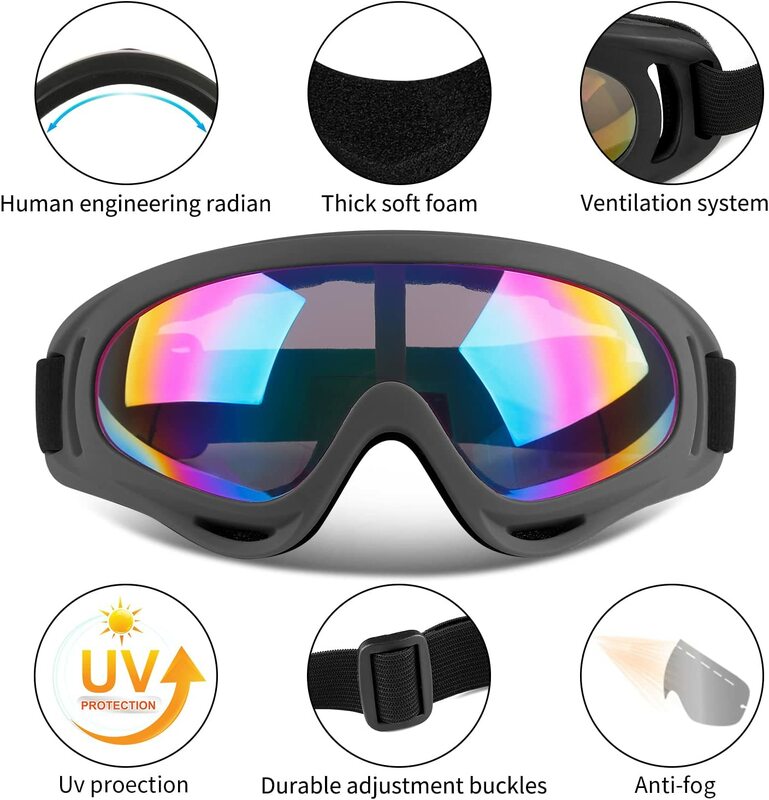 Gafas de esquí, gafas de moto, gafas de Snowboard para hombres mujeres niños-espuma de protección UV antiarañazos a prueba de polvo