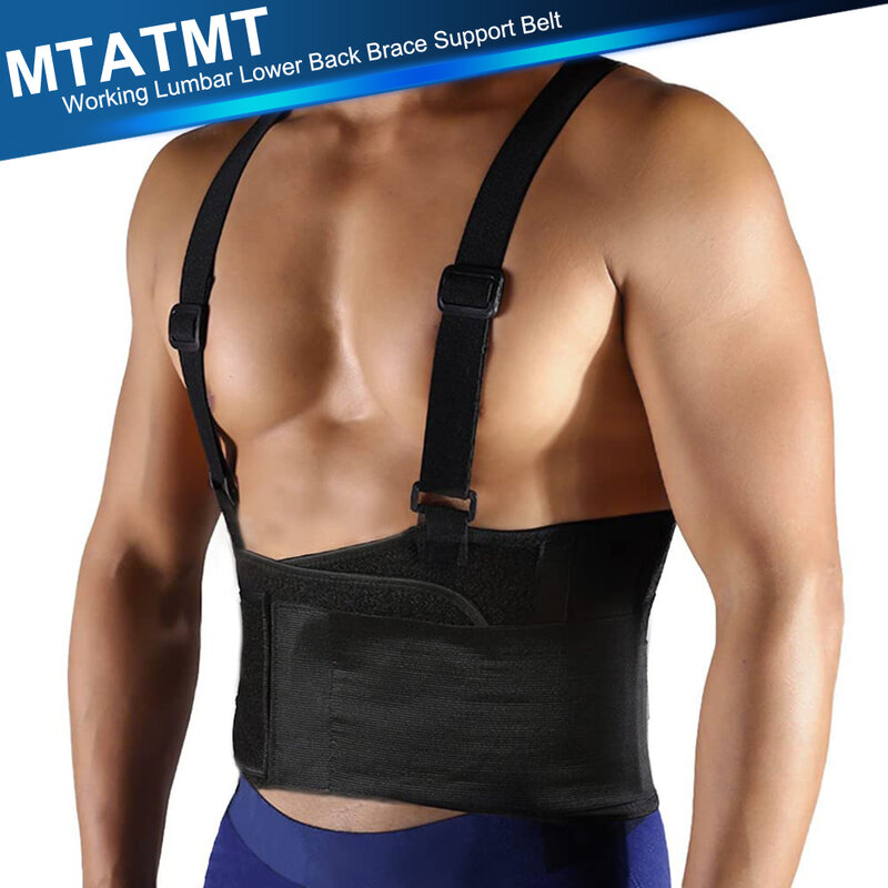 Cinto de apoio lombar de trabalho com correias ajustáveis-alívio da dor nas costas, suporte de levantamento pesado com suspensórios
