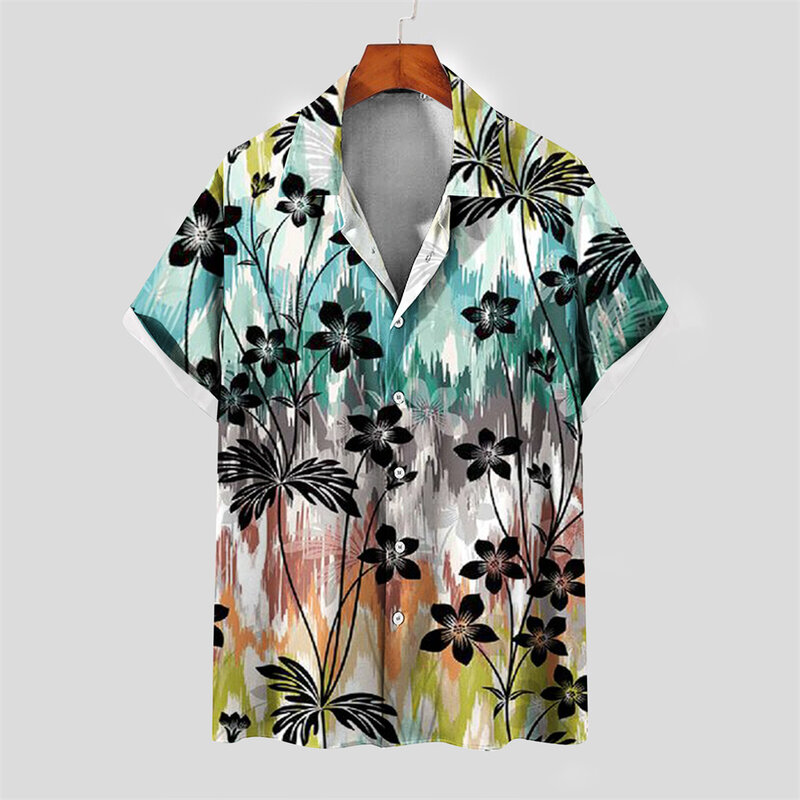 Camisa estampada de manga corta para hombre, camisa informal básica de alta calidad, Primavera