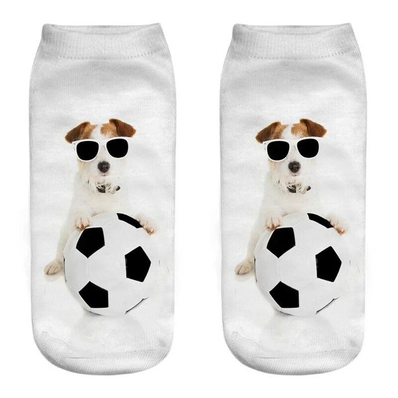 Calcetines cortos de algodón con estampado 3D Kawaii para mujer, medias deportivas con estampado de perro y ardilla, estilo Harajuku, suaves, a la moda, estilo japonés