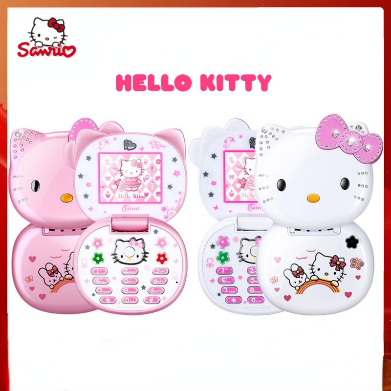 Sanrio – téléphone portable Hello Kitty pour enfants, dessin animé, mignon, flip, haute définition, appel, mini, positionnement