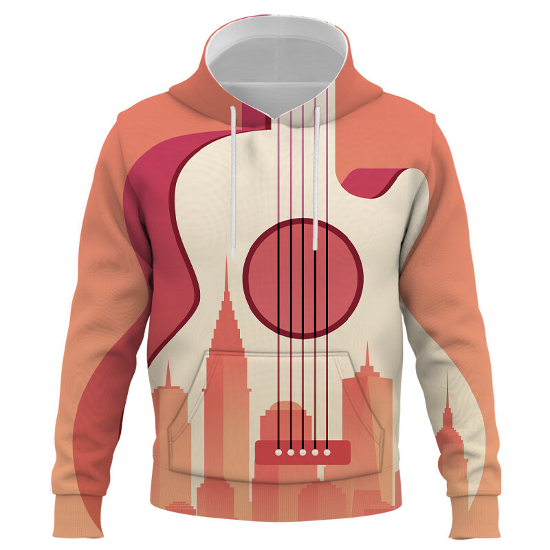 Sudaderas con capucha para hombre y mujer, ropa de calle con estampado 3D de guitarra musical para otoño e invierno, venta al por mayor