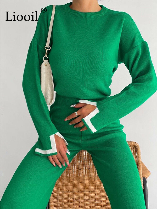 컬러 블록 슬릿 니트 스웨터 풀오버 여성 점퍼 긴 소매 느슨한 니트 탑스, 스트리트웨어 배기 스웨터 2022 가을 겨울