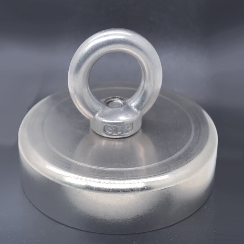 1Pcs D20-D60 Super Sterke Neodymium Salvage Magneet Diepzee Vissen Magneten Houder Trekken Montage Pot Met Ring Eyebolt